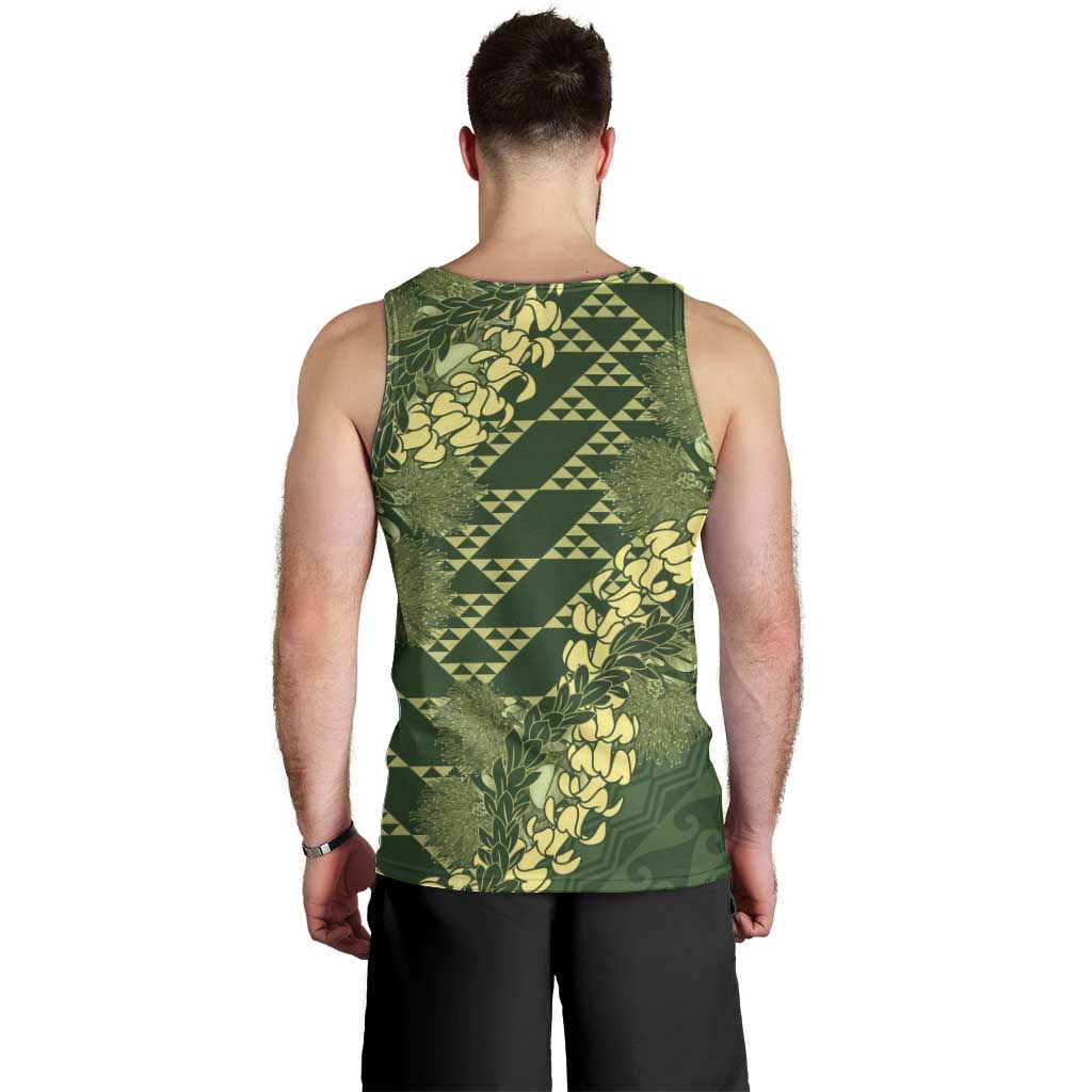 Green Aloha Hawaii Men Tank Top Hawaiian Kakau Ohia Lehua Lei LT14 - Polynesian Pride