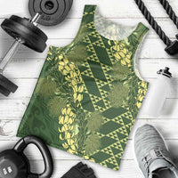 Green Aloha Hawaii Men Tank Top Hawaiian Kakau Ohia Lehua Lei LT14 - Polynesian Pride