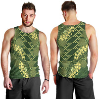 Green Aloha Hawaii Men Tank Top Hawaiian Kakau Ohia Lehua Lei LT14 - Polynesian Pride