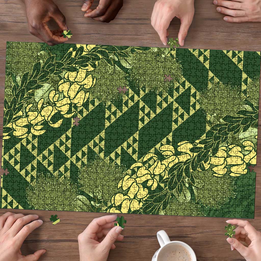 Green Aloha Hawaii Puzzle Hawaiian Kakau Ohia Lehua Lei - Polynesian Pride