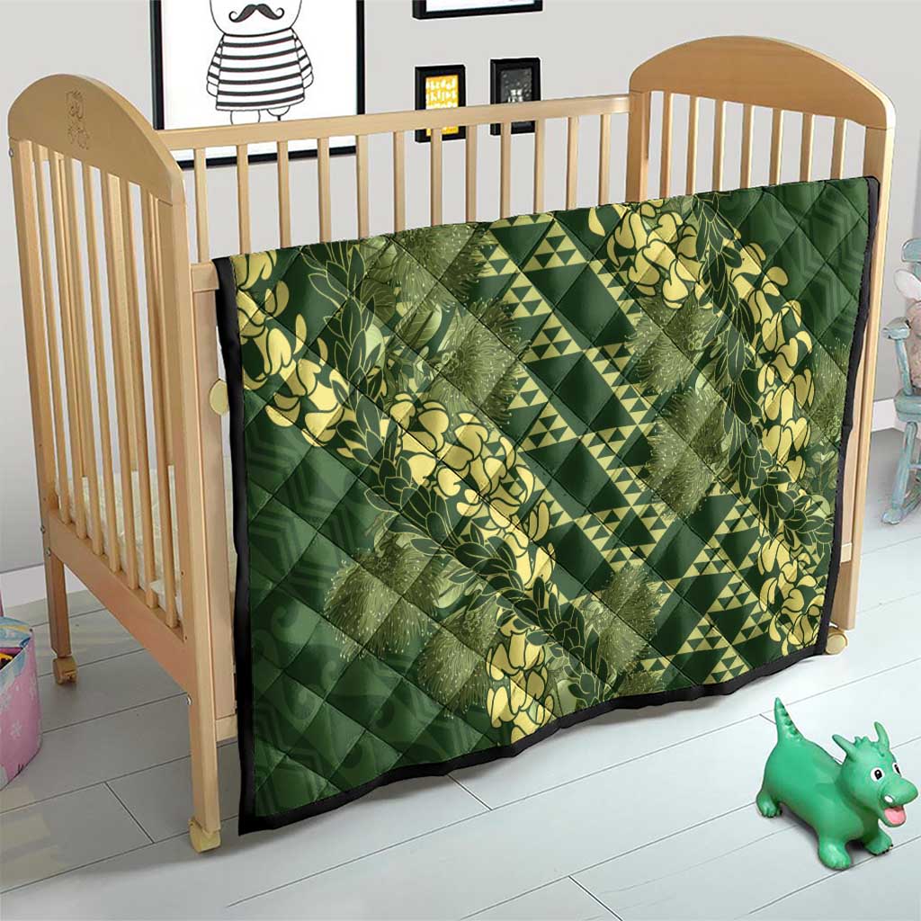 Green Aloha Hawaii Quilt Hawaiian Kakau Ohia Lehua Lei - Polynesian Pride