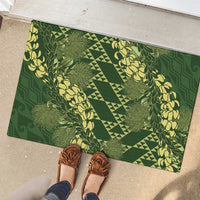 Green Aloha Hawaii Rubber Doormat Hawaiian Kakau Ohia Lehua Lei LT14 - Polynesian Pride