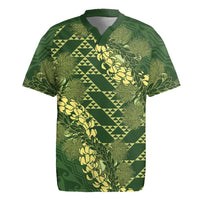 Green Aloha Hawaii Rugby Jersey Hawaiian Kakau Ohia Lehua Lei LT14 Green - Polynesian Pride