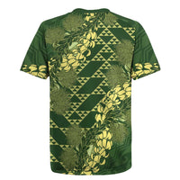 Green Aloha Hawaii Rugby Jersey Hawaiian Kakau Ohia Lehua Lei LT14 - Polynesian Pride