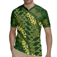 Green Aloha Hawaii Rugby Jersey Hawaiian Kakau Ohia Lehua Lei LT14 - Polynesian Pride