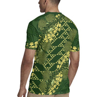 Green Aloha Hawaii Rugby Jersey Hawaiian Kakau Ohia Lehua Lei LT14 - Polynesian Pride