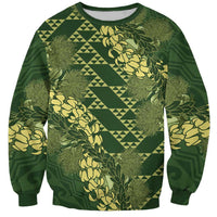 Green Aloha Hawaii Sweatshirt Hawaiian Kakau Ohia Lehua Lei LT14 Unisex Green - Polynesian Pride