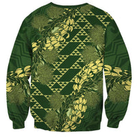 Green Aloha Hawaii Sweatshirt Hawaiian Kakau Ohia Lehua Lei LT14 - Polynesian Pride