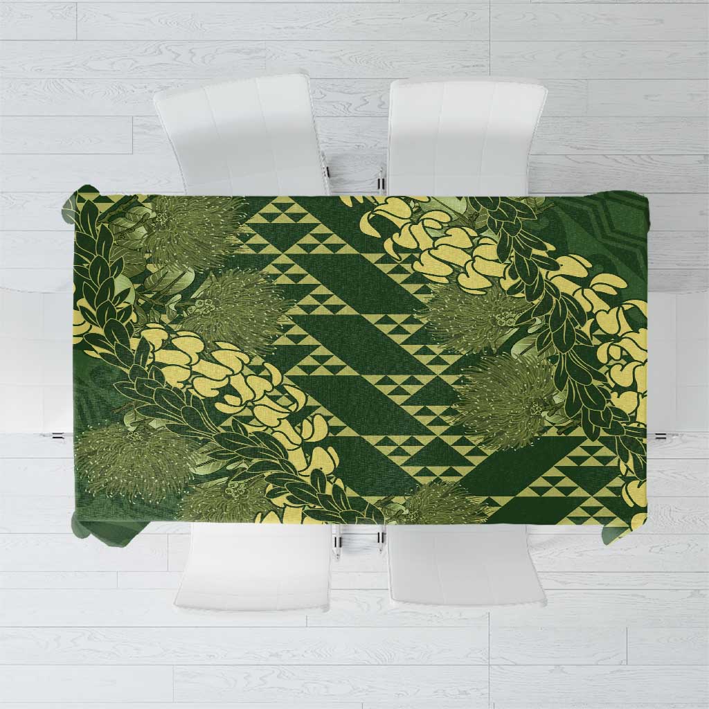 Green Aloha Hawaii Tablecloth Hawaiian Kakau Ohia Lehua Lei LT14 Green - Polynesian Pride