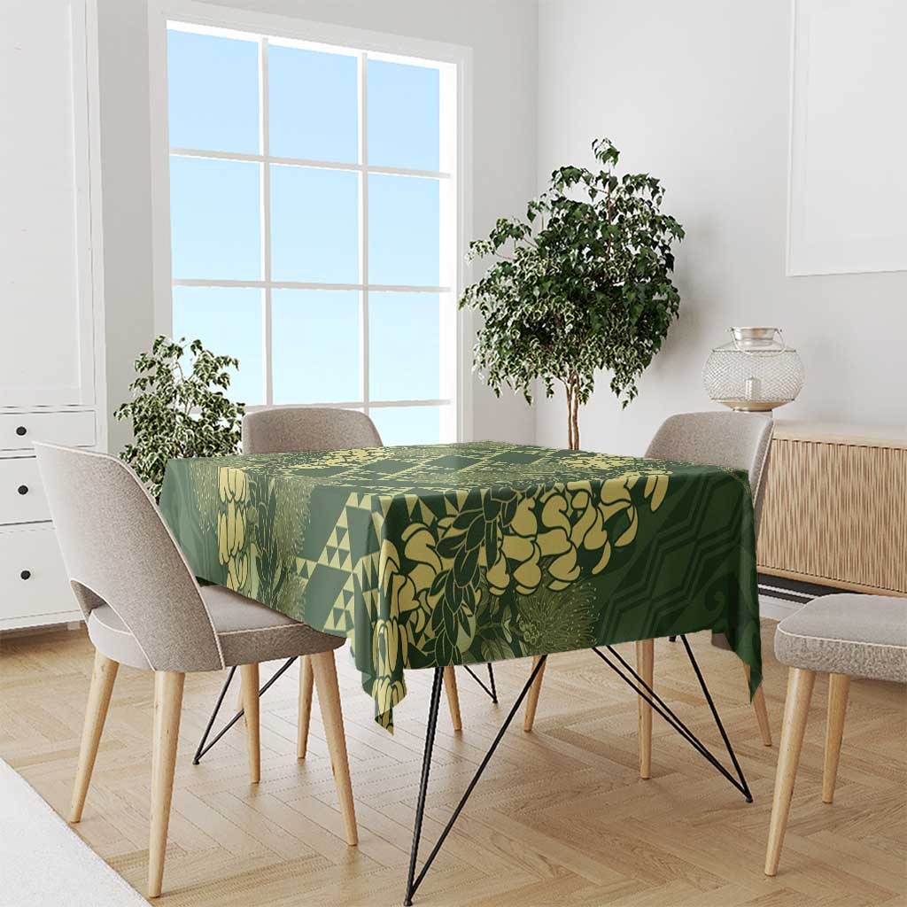 Green Aloha Hawaii Tablecloth Hawaiian Kakau Ohia Lehua Lei LT14 - Polynesian Pride