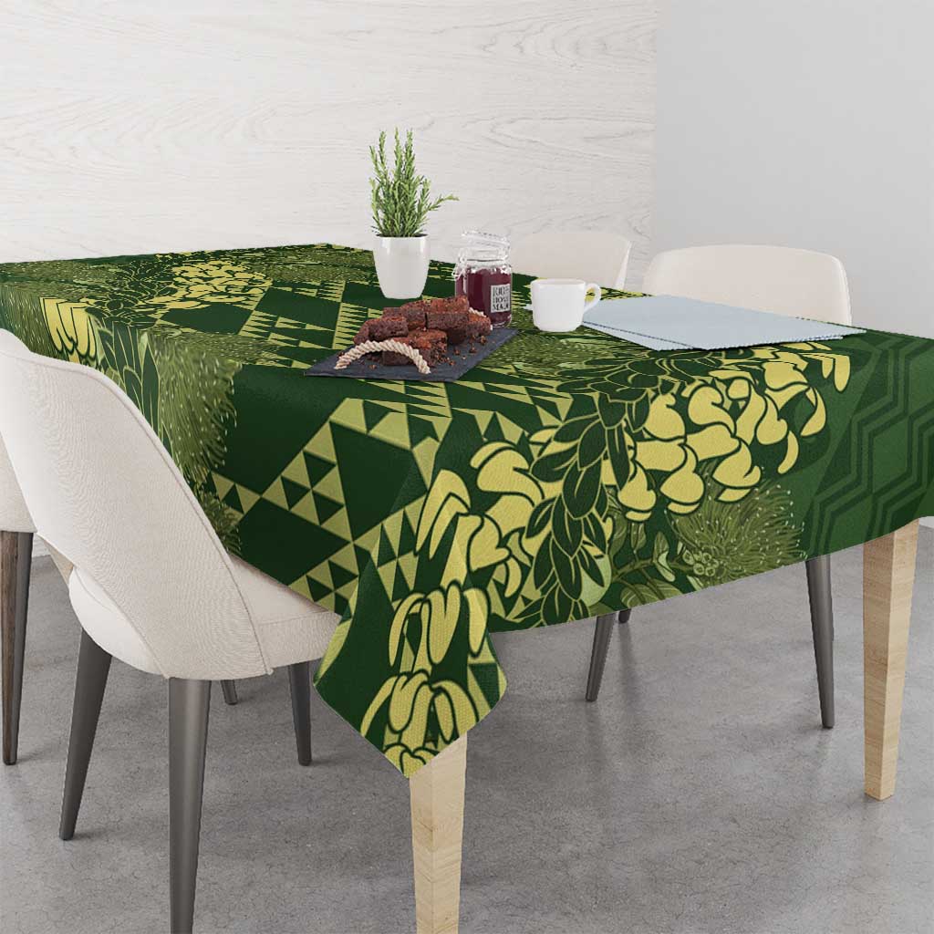 Green Aloha Hawaii Tablecloth Hawaiian Kakau Ohia Lehua Lei LT14 - Polynesian Pride