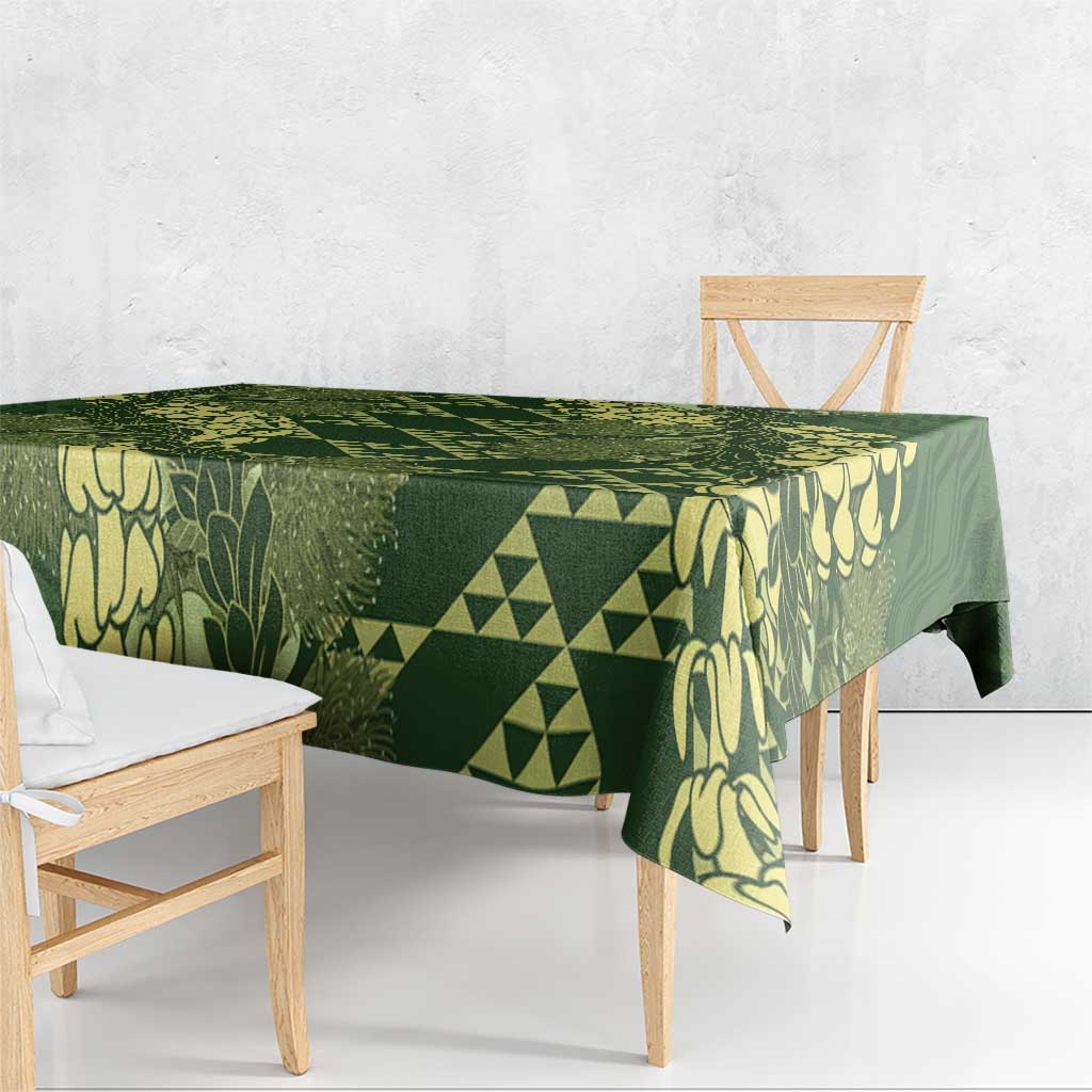 Green Aloha Hawaii Tablecloth Hawaiian Kakau Ohia Lehua Lei LT14 - Polynesian Pride