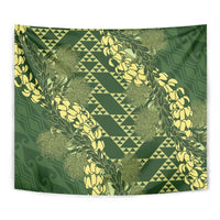 Green Aloha Hawaii Tapestry Hawaiian Kakau Ohia Lehua Lei - Polynesian Pride