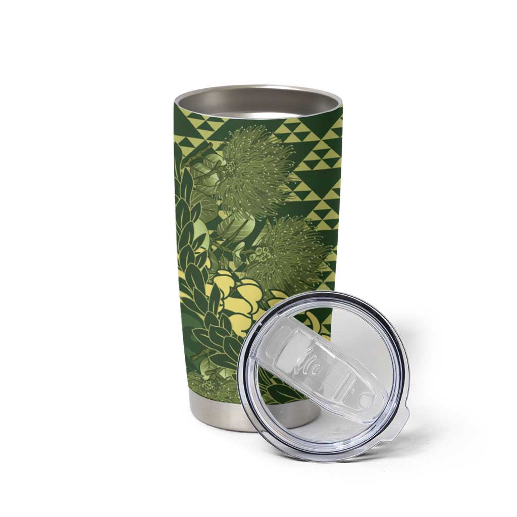 Green Aloha Hawaii Tumbler Cup Hawaiian Kakau Ohia Lehua Lei - Polynesian Pride