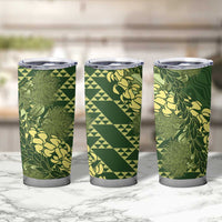 Green Aloha Hawaii Tumbler Cup Hawaiian Kakau Ohia Lehua Lei - Polynesian Pride