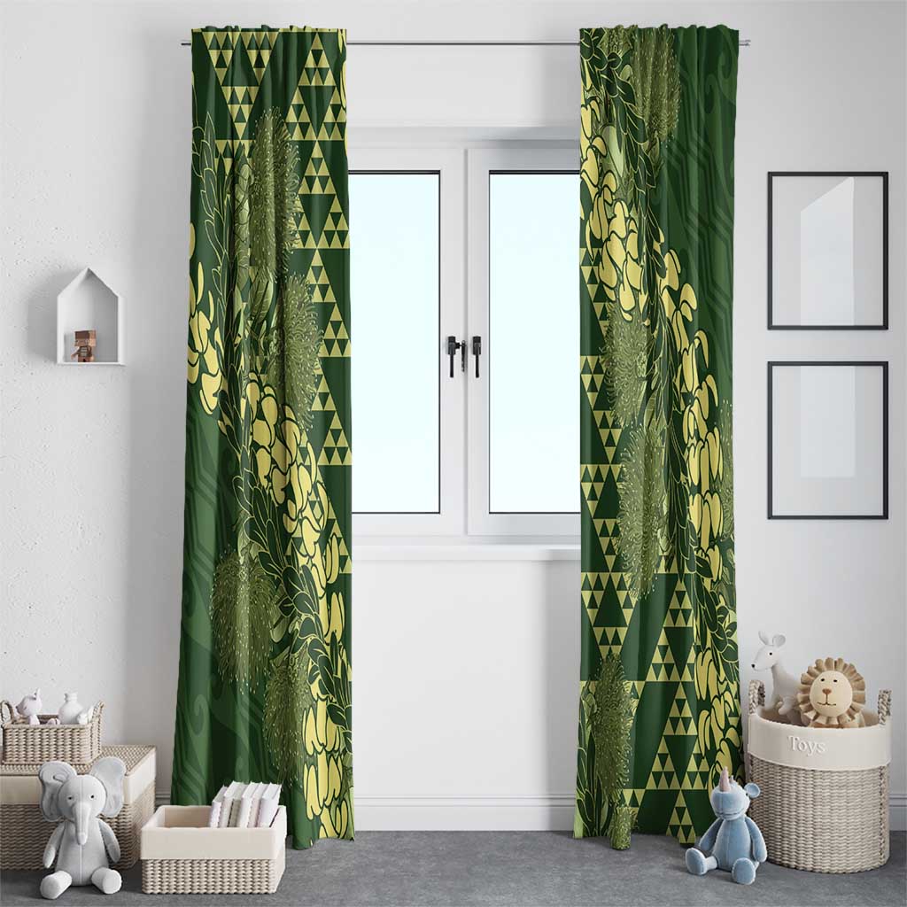 Green Aloha Hawaii Window Curtain Hawaiian Kakau Ohia Lehua Lei - Polynesian Pride