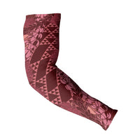 Maroon Aloha Hawaii Arm Sleeves Hawaiian Kakau Ohia Lehua Lei - Polynesian Pride