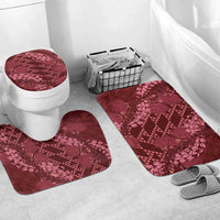 Maroon Aloha Hawaii Bathroom Set Hawaiian Kakau Ohia Lehua Lei - Polynesian Pride