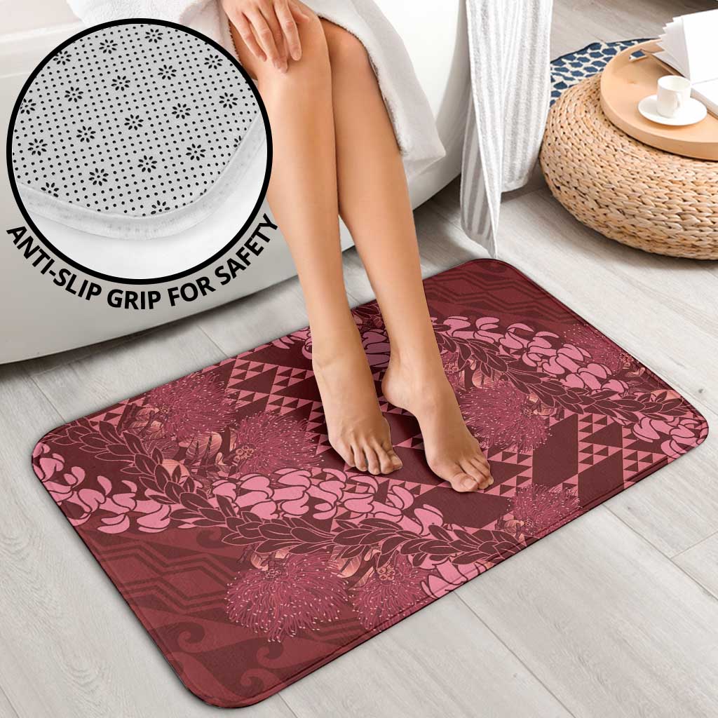 Maroon Aloha Hawaii Bathroom Set Hawaiian Kakau Ohia Lehua Lei - Polynesian Pride