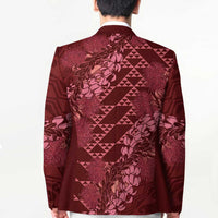 Maroon Aloha Hawaii Blazer Hawaiian Kakau Ohia Lehua Lei - Polynesian Pride