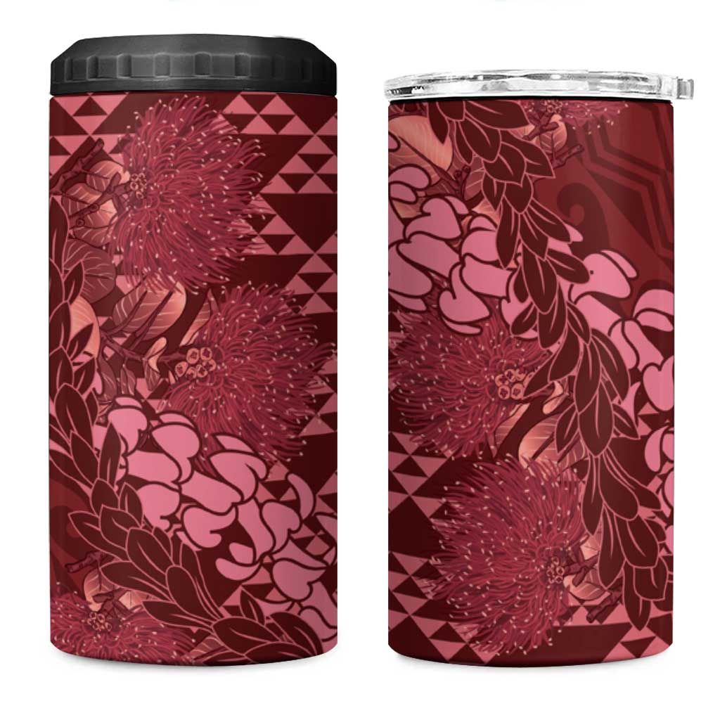 Maroon Aloha Hawaii 4 in 1 Can Cooler Tumbler Hawaiian Kakau Ohia Lehua Lei - Polynesian Pride