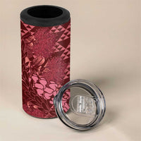 Maroon Aloha Hawaii 4 in 1 Can Cooler Tumbler Hawaiian Kakau Ohia Lehua Lei - Polynesian Pride