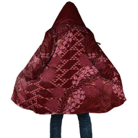 Maroon Aloha Hawaii Cloak Hawaiian Kakau Ohia Lehua Lei - Polynesian Pride