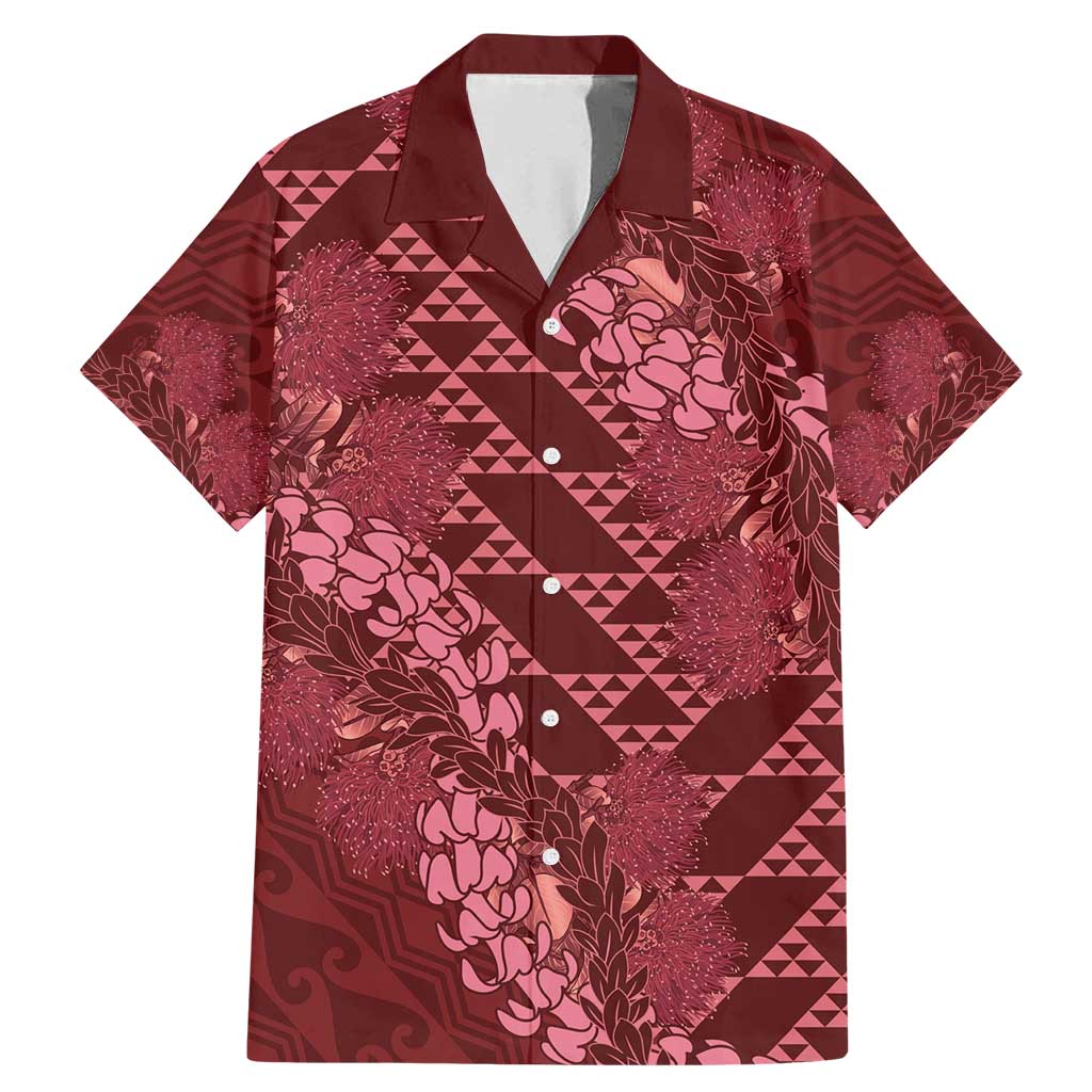 Maroon Aloha Hawaii Family Matching Mermaid Dress and Hawaiian Shirt Hawaiian Kakau Ohia Lehua Lei - Polynesian Pride