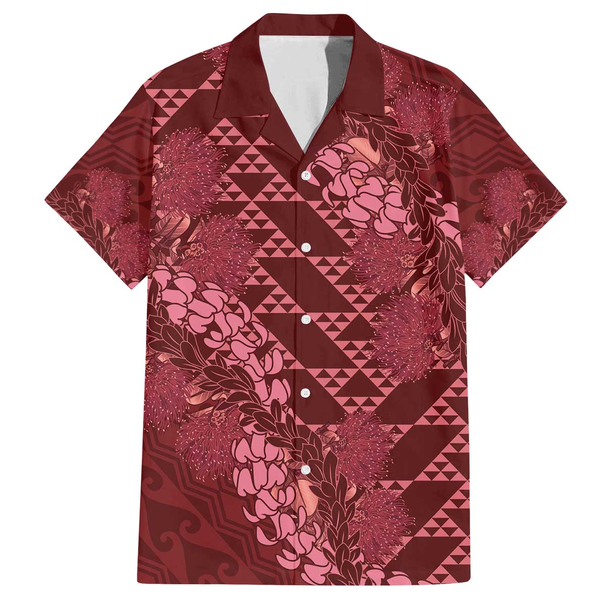 Maroon Aloha Hawaii Family Matching Off The Shoulder Long Sleeve Dress and Hawaiian Shirt Hawaiian Kakau Ohia Lehua Lei - Polynesian Pride