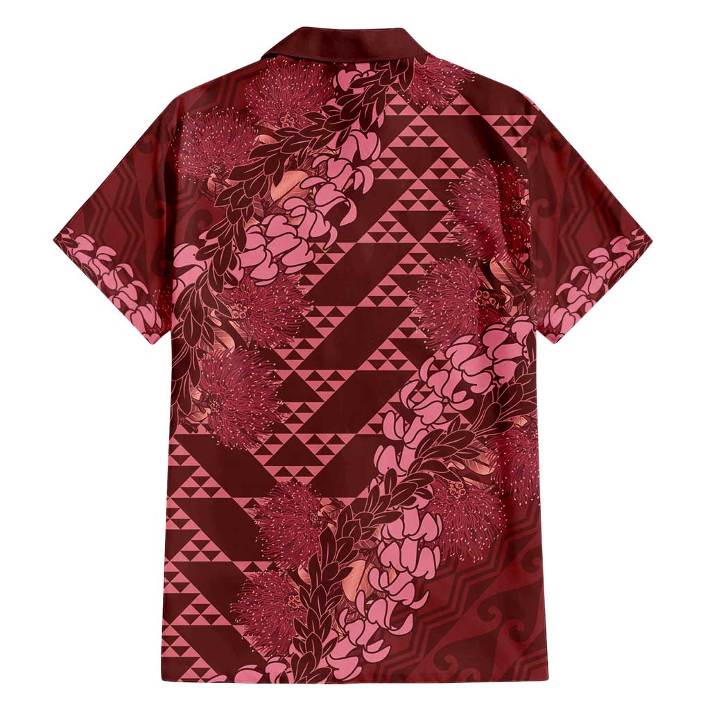 Maroon Aloha Hawaii Family Matching Short Sleeve Bodycon Dress and Hawaiian Shirt Hawaiian Kakau Ohia Lehua Lei - Polynesian Pride