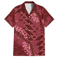 Maroon Aloha Hawaii Hawaiian Shirt Hawaiian Kakau Ohia Lehua Lei - Polynesian Pride