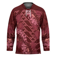 Maroon Aloha Hawaii Hockey Jersey Hawaiian Kakau Ohia Lehua Lei - Polynesian Pride