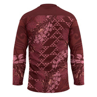 Maroon Aloha Hawaii Hockey Jersey Hawaiian Kakau Ohia Lehua Lei - Polynesian Pride