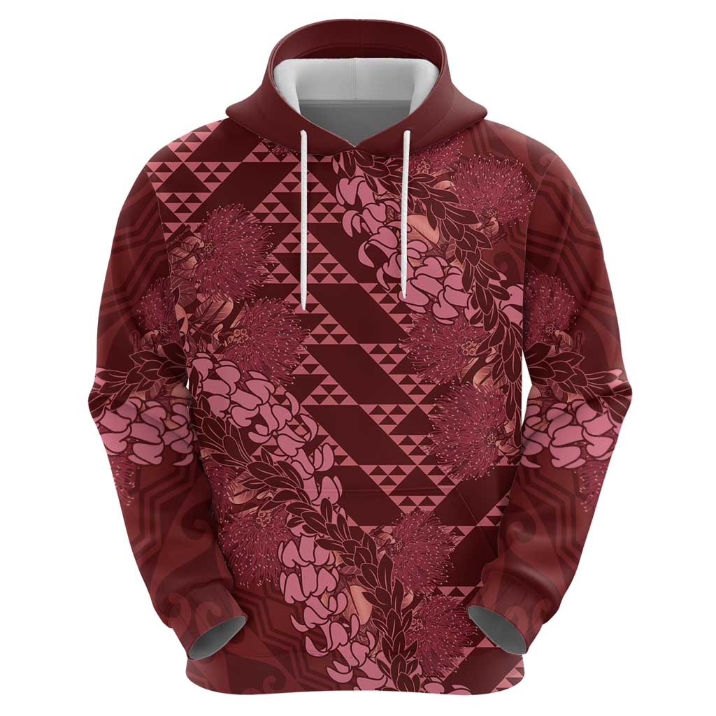 Maroon Aloha Hawaii Hoodie Hawaiian Kakau Ohia Lehua Lei - Polynesian Pride