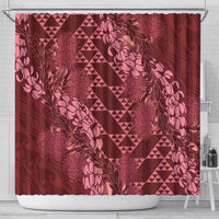 Maroon Aloha Hawaii Shower Curtain Hawaiian Kakau Ohia Lehua Lei - Polynesian Pride