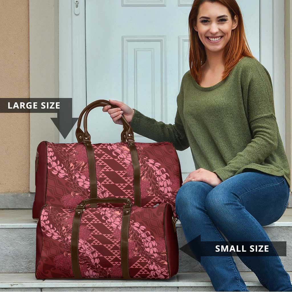 Maroon Aloha Hawaii Travel Bag Hawaiian Kakau Ohia Lehua Lei - Polynesian Pride