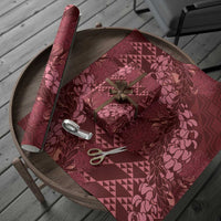 Maroon Aloha Hawaii Wrapping Paper Hawaiian Kakau Ohia Lehua Lei LT14 - Polynesian Pride