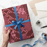 Maroon Aloha Hawaii Wrapping Paper Hawaiian Kakau Ohia Lehua Lei LT14 - Polynesian Pride