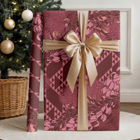 Maroon Aloha Hawaii Wrapping Paper Hawaiian Kakau Ohia Lehua Lei LT14 - Polynesian Pride