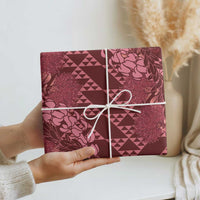 Maroon Aloha Hawaii Wrapping Paper Hawaiian Kakau Ohia Lehua Lei LT14 - Polynesian Pride