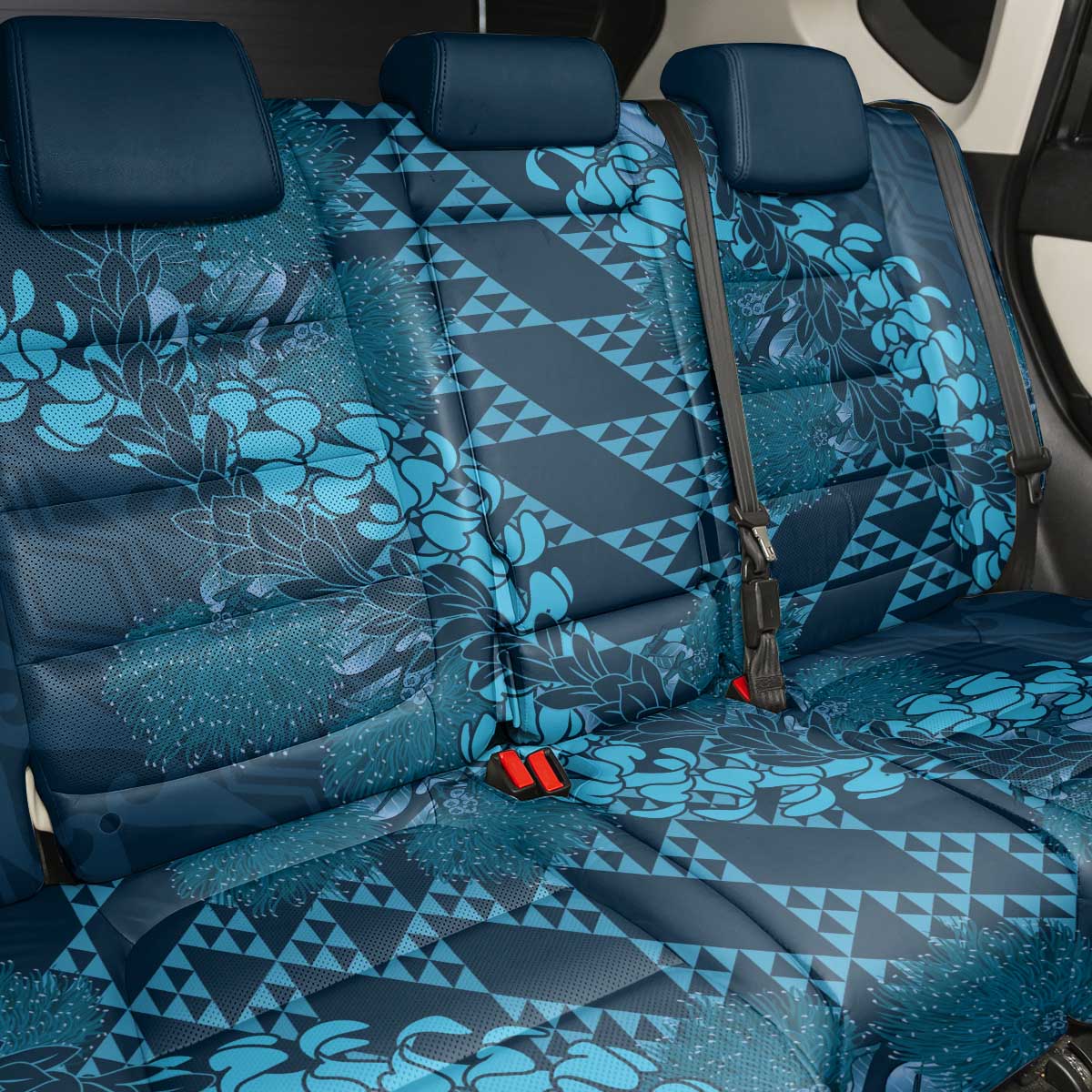 Naval Night Aloha Hawaii Back Car Seat Cover Hawaiian Kakau Ohia Lehua Lei - Polynesian Pride