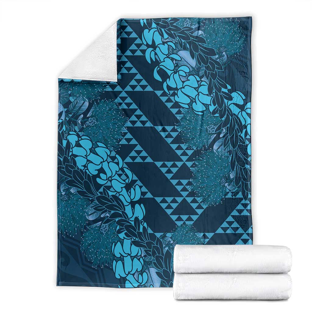 Naval Night Aloha Hawaii Blanket Hawaiian Kakau Ohia Lehua Lei - Polynesian Pride