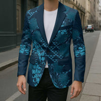 Naval Night Aloha Hawaii Blazer Hawaiian Kakau Ohia Lehua Lei - Polynesian Pride