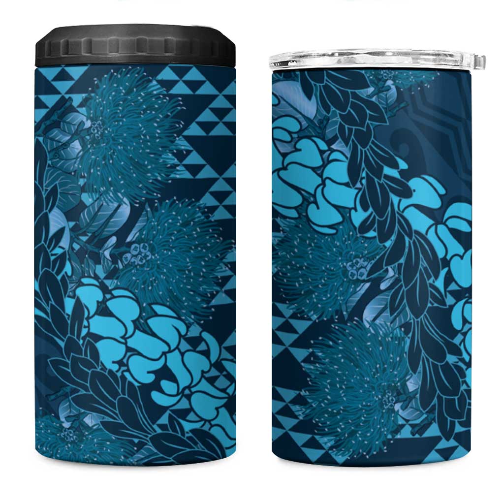 Naval Night Aloha Hawaii 4 in 1 Can Cooler Tumbler Hawaiian Kakau Ohia Lehua Lei - Polynesian Pride