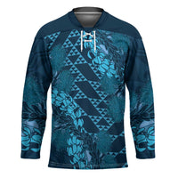 Naval Night Aloha Hawaii Hockey Jersey Hawaiian Kakau Ohia Lehua Lei - Polynesian Pride