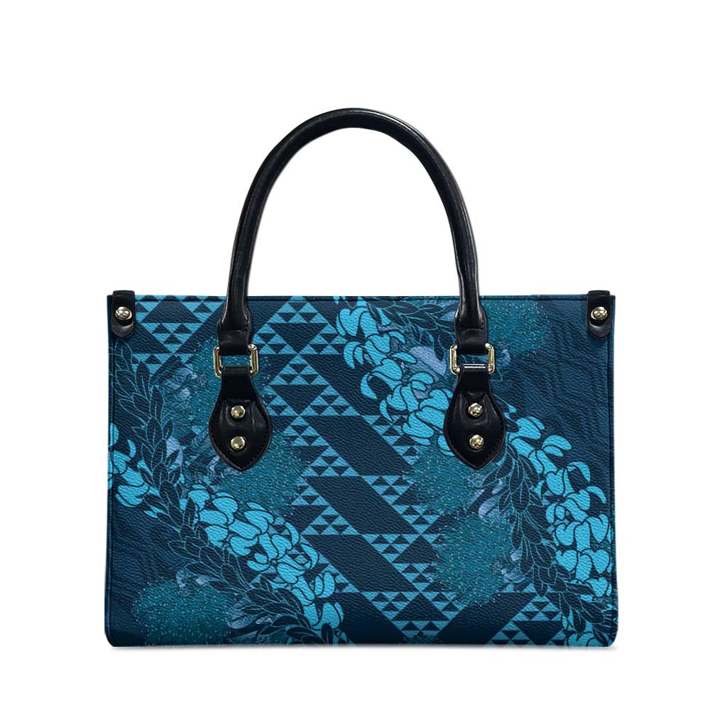 Naval Night Aloha Hawaii Leather Bag Hawaiian Kakau Ohia Lehua Lei - Polynesian Pride
