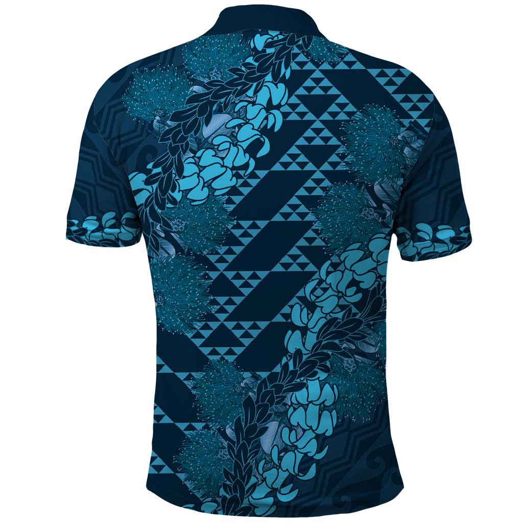 Naval Night Aloha Hawaii Polo Shirt Hawaiian Kakau Ohia Lehua Lei - Polynesian Pride