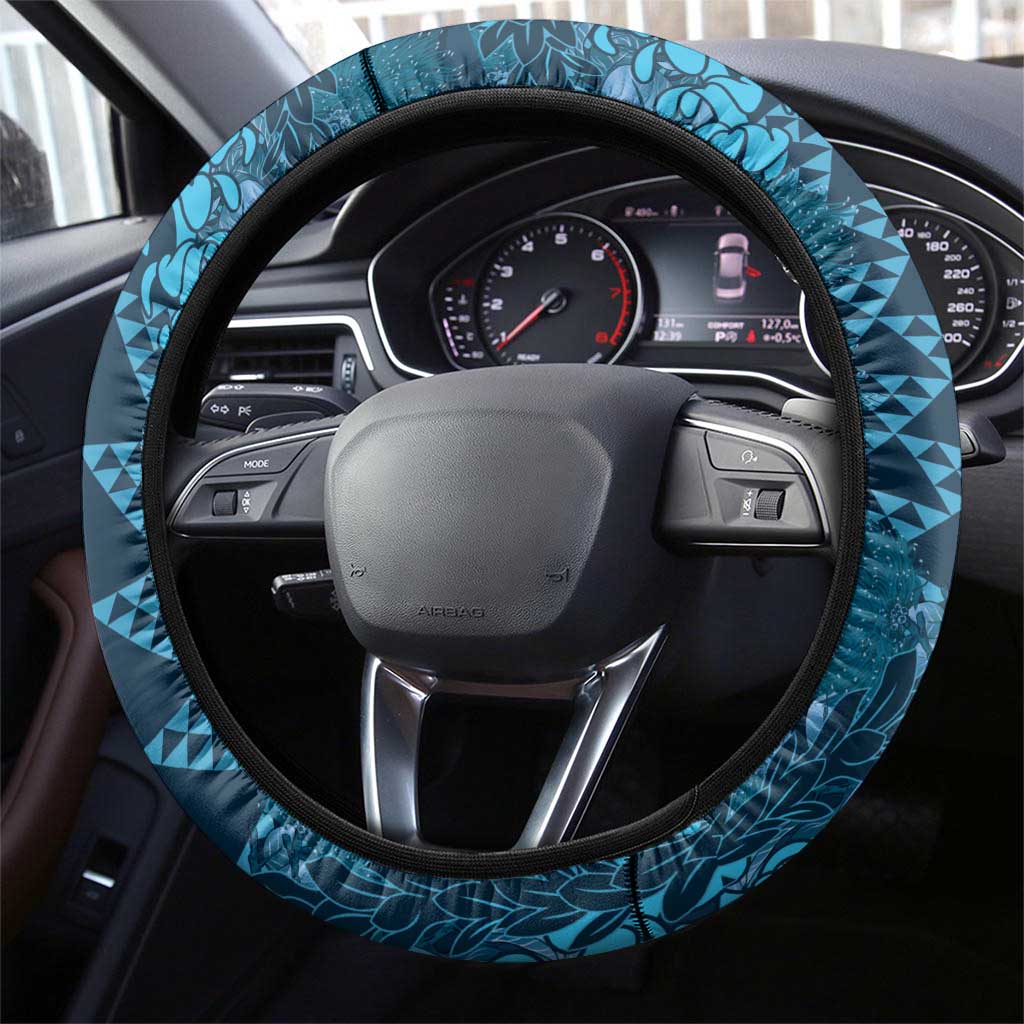 Naval Night Aloha Hawaii Steering Wheel Cover Hawaiian Kakau Ohia Lehua Lei - Polynesian Pride
