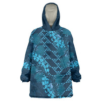 Naval Night Aloha Hawaii Wearable Blanket Hoodie Hawaiian Kakau Ohia Lehua Lei - Polynesian Pride