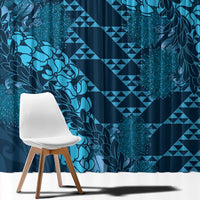 Naval Night Aloha Hawaii Window Curtain Hawaiian Kakau Ohia Lehua Lei - Polynesian Pride